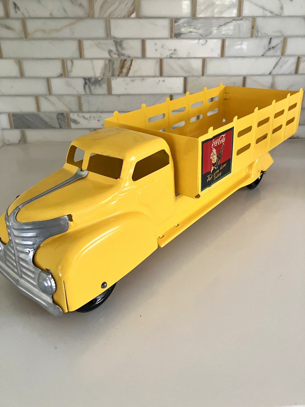 Vintage Marx Coca Cola Sprite Boy 20” Stake pressed steel Truck