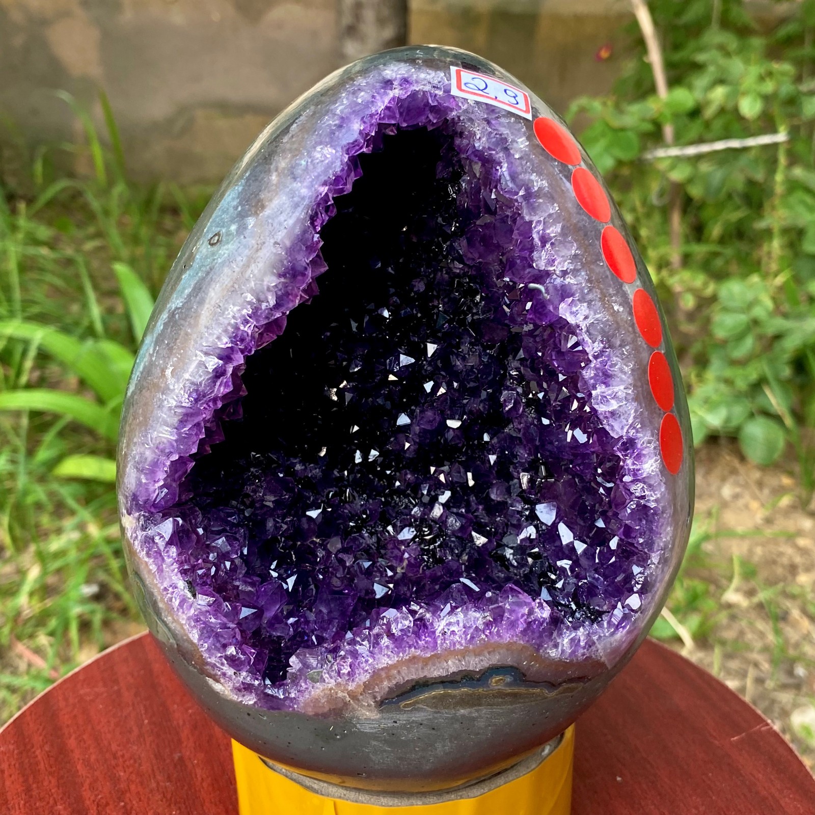 6.37LB High quality Natural Amethyst geode quartz crystal Dinosaur egg healing