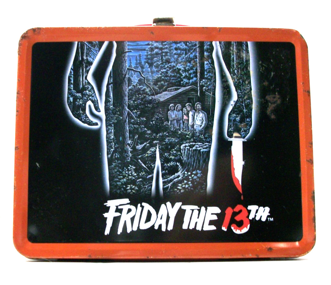 Friday the 13th Metal Lunch Box Thermos Jason Voorhees Horror Movie Vintage