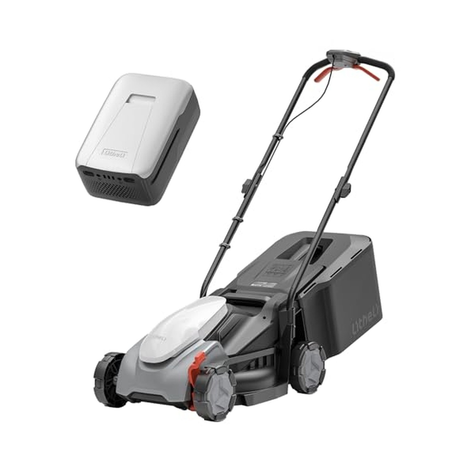 Litheli Cordless Lawn Mower 14 Inch, 5 Height Positions, 9-Gallon Bag with 5....