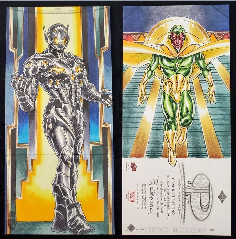 Ultron & Vision 2014 Marvel Premier Triple Panel Sketch Card Mel Uran Avengers
