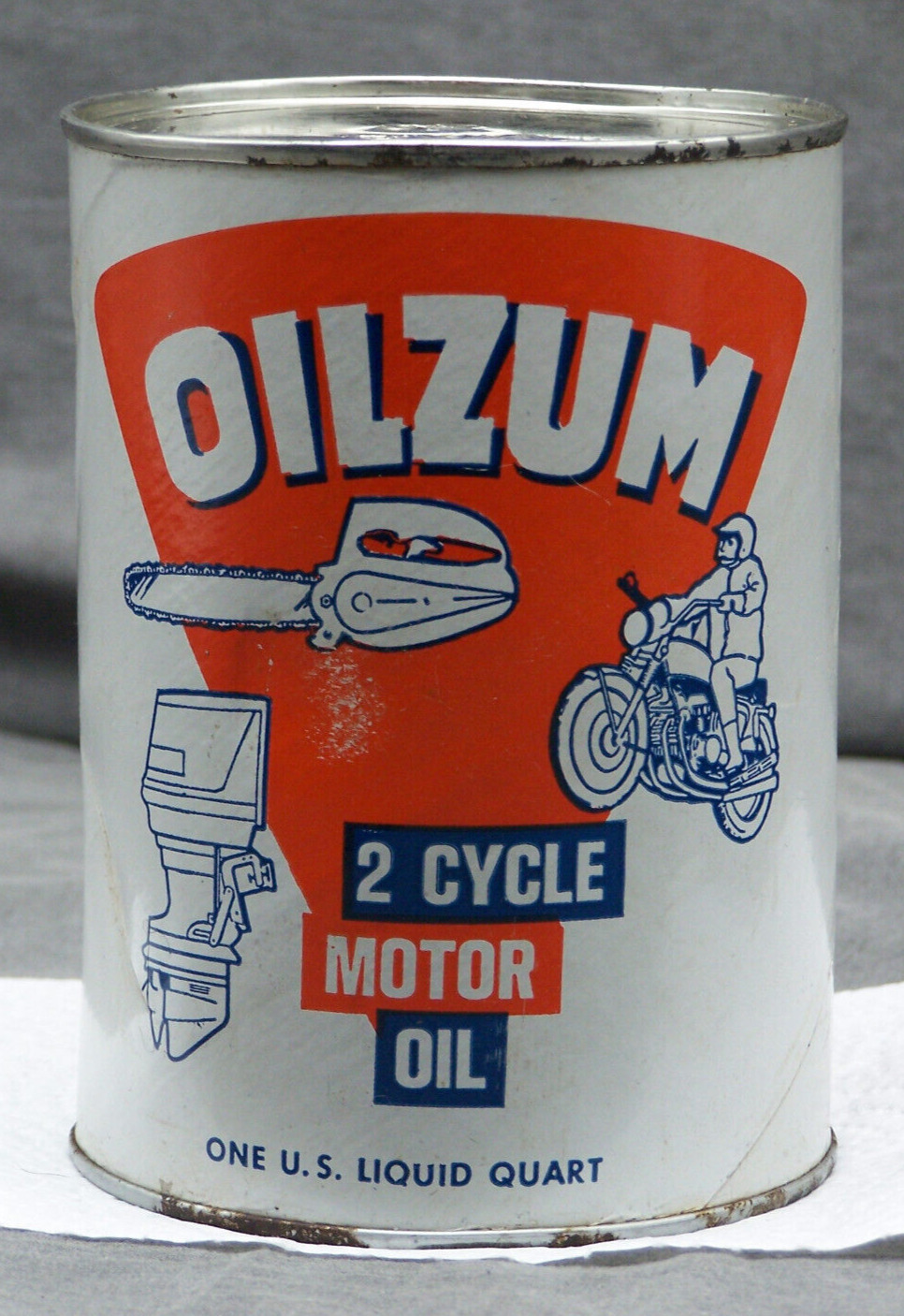 Vintage Oilzum 2 Cycle Motor Oil Quart Full Can Motorcycle Outboard Chainsaw #6
