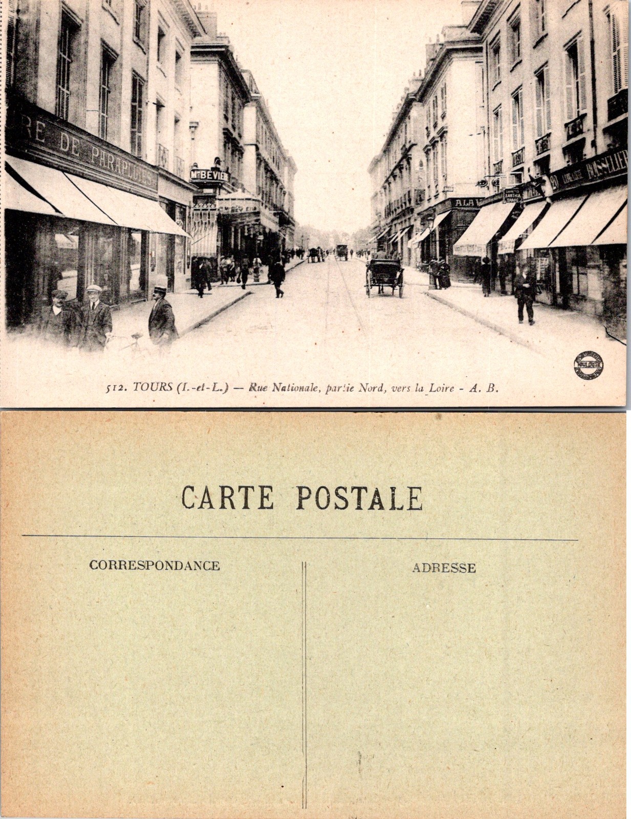 Tours France Rue Nationale Partie Nord Vers la Loire Postcard 73630