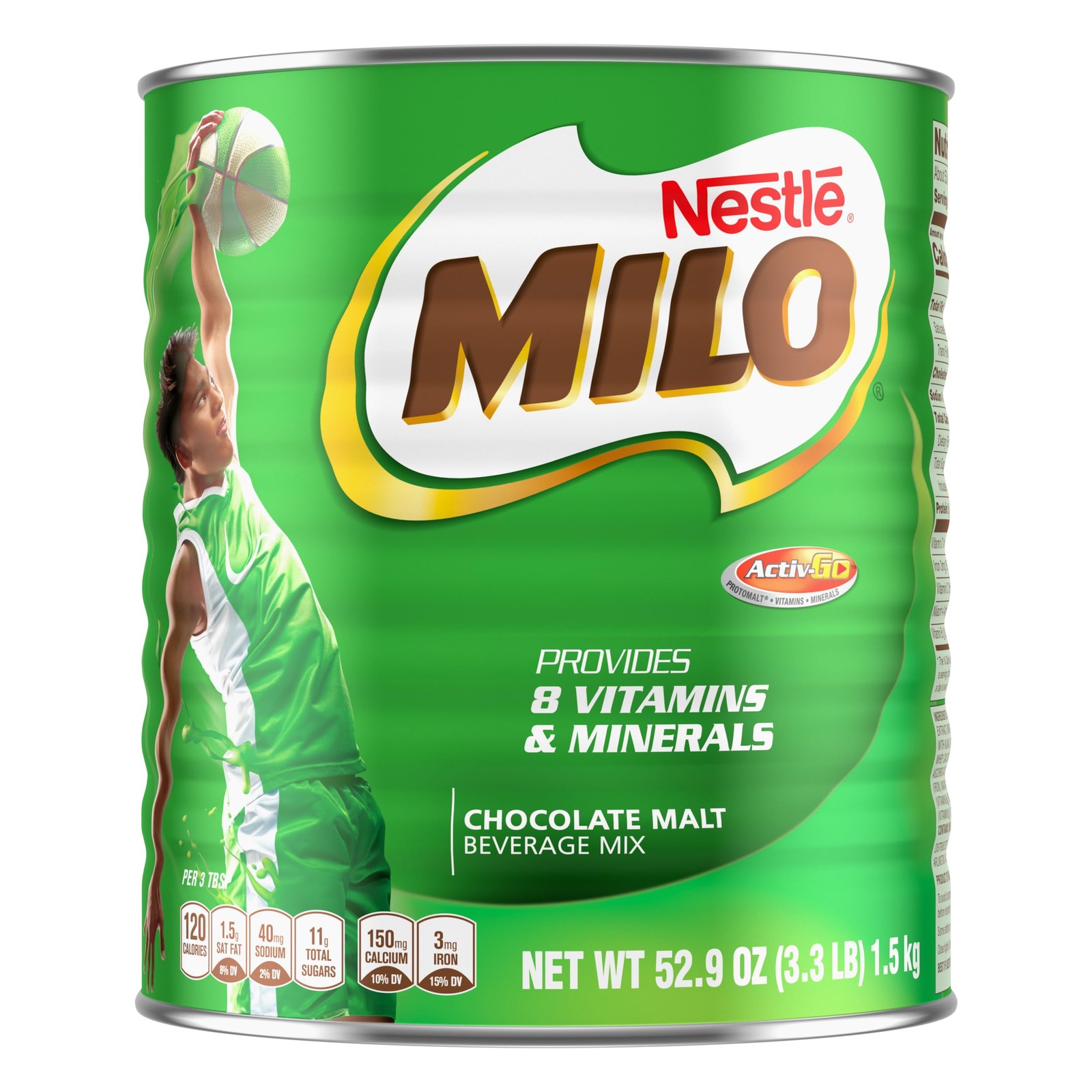 Milo Chocolate Malt Beverage Mix, 3.3 lb Can Pound (Pack of 1), brown