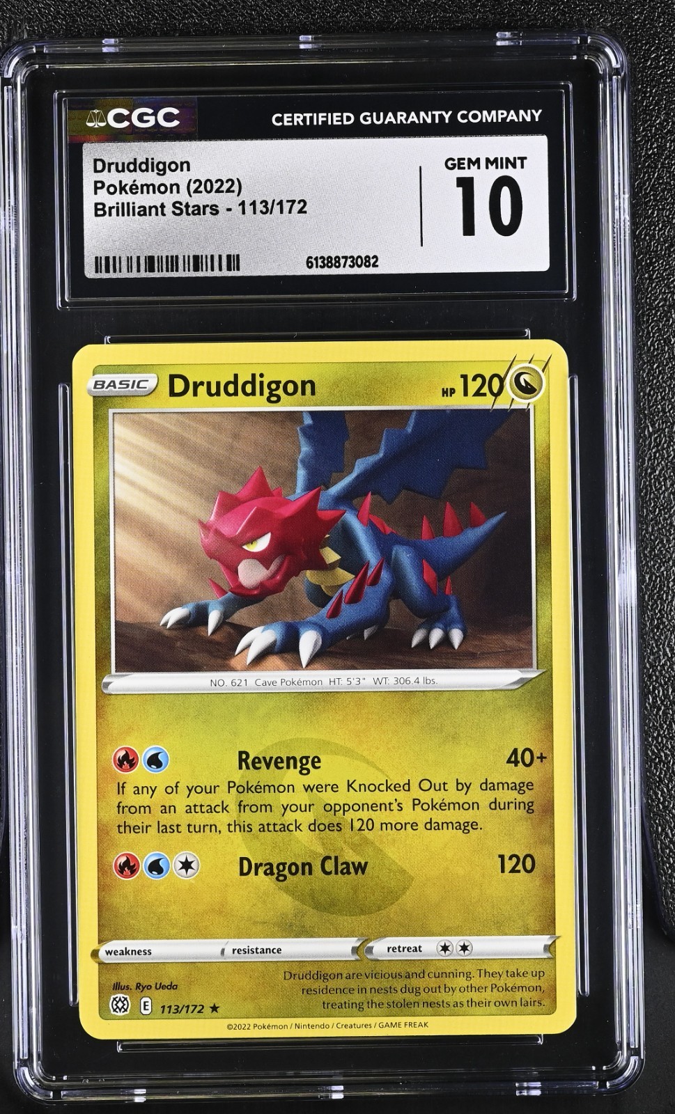 2022 Brilliant Stars 113 Druddigon CGC 10 Gem Mint Rare Pokemon
