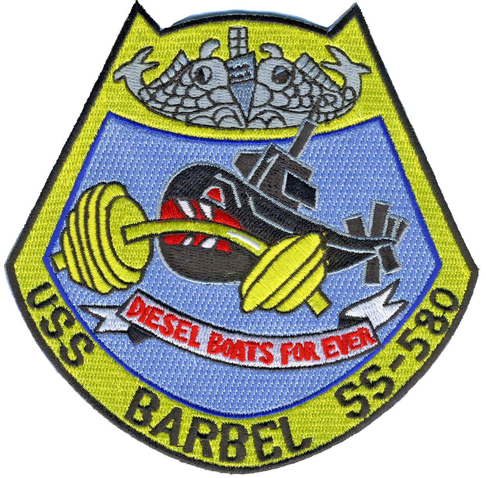 USS Barbel SS 580 - Barbells BC Patch Cat No B324