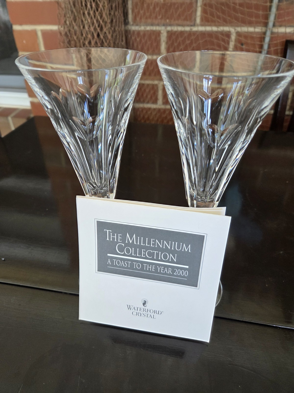 Waterford Millennium Collection Crystal Champagne Flutes Set of 2 Year 2000