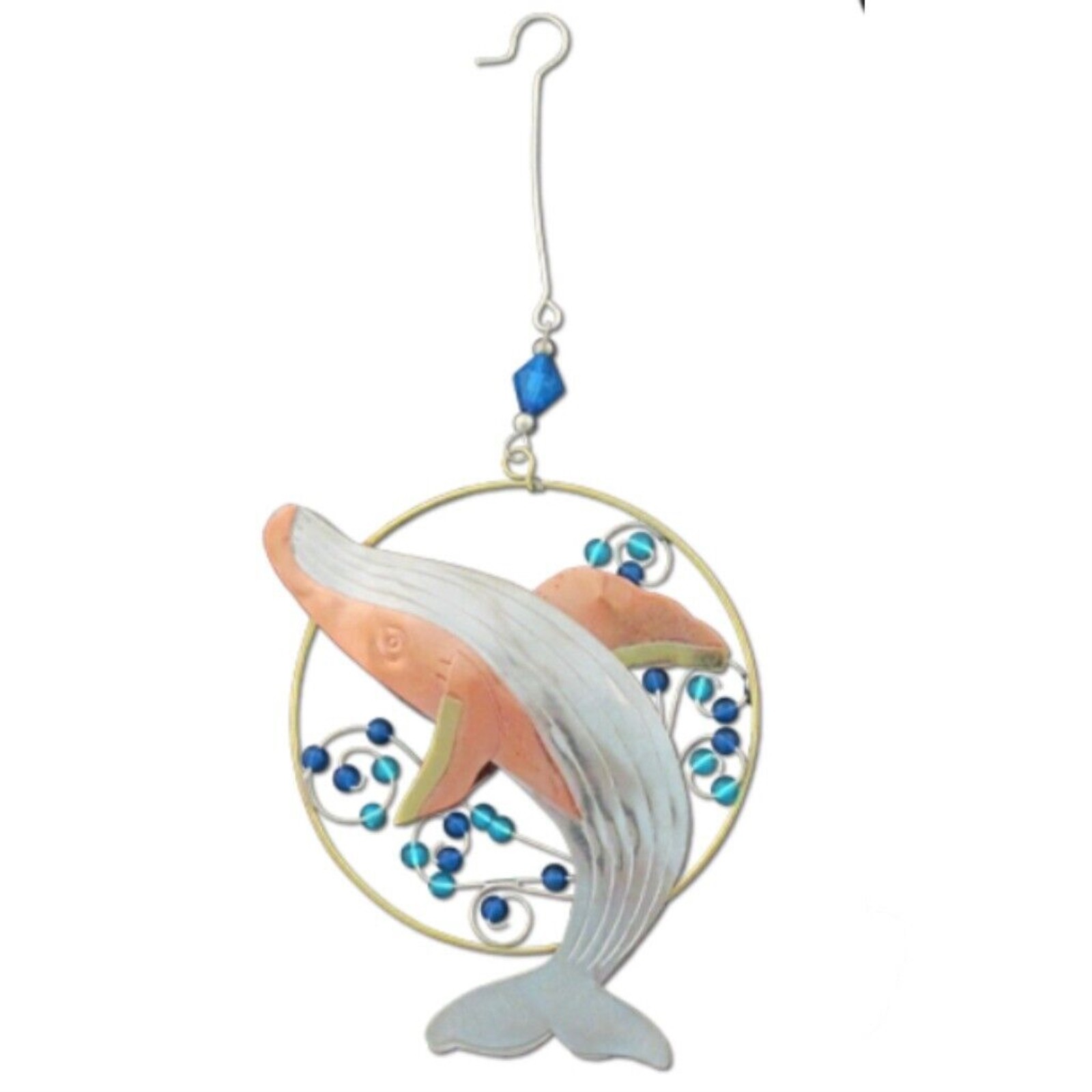 Happy Humpback Whale Christmas Tree Ornament 4 Inch Fair Trade Multicolor Metal