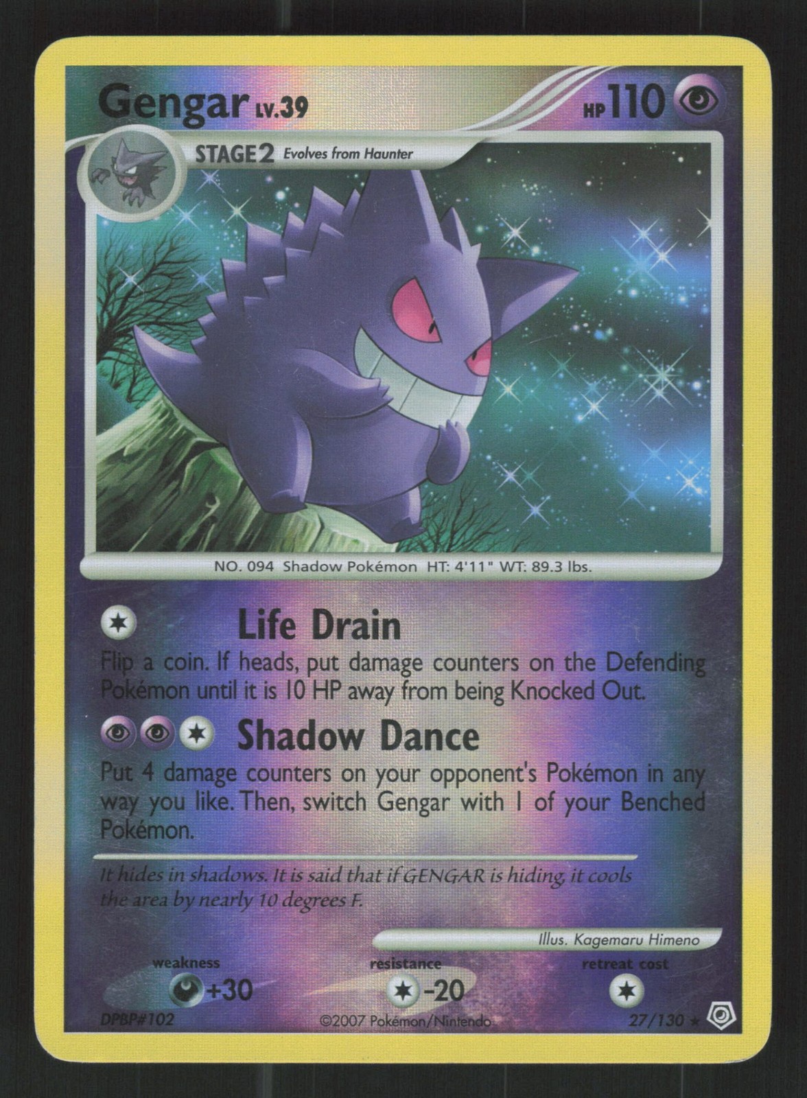 English MP Gengar 27/130 DP Reverse Holofoil Pokemon Diamond and Pearl