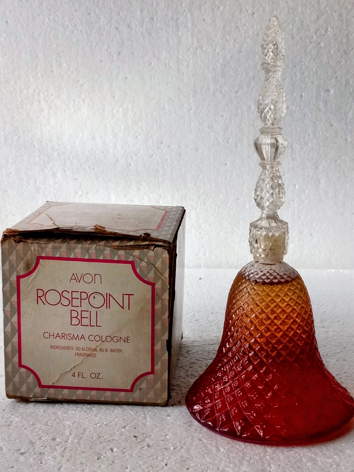 Vtg Avon ROSEPOINT BELL w CHARISMA COLOGNE SPRAY In Original Box #A-R.  NC#4