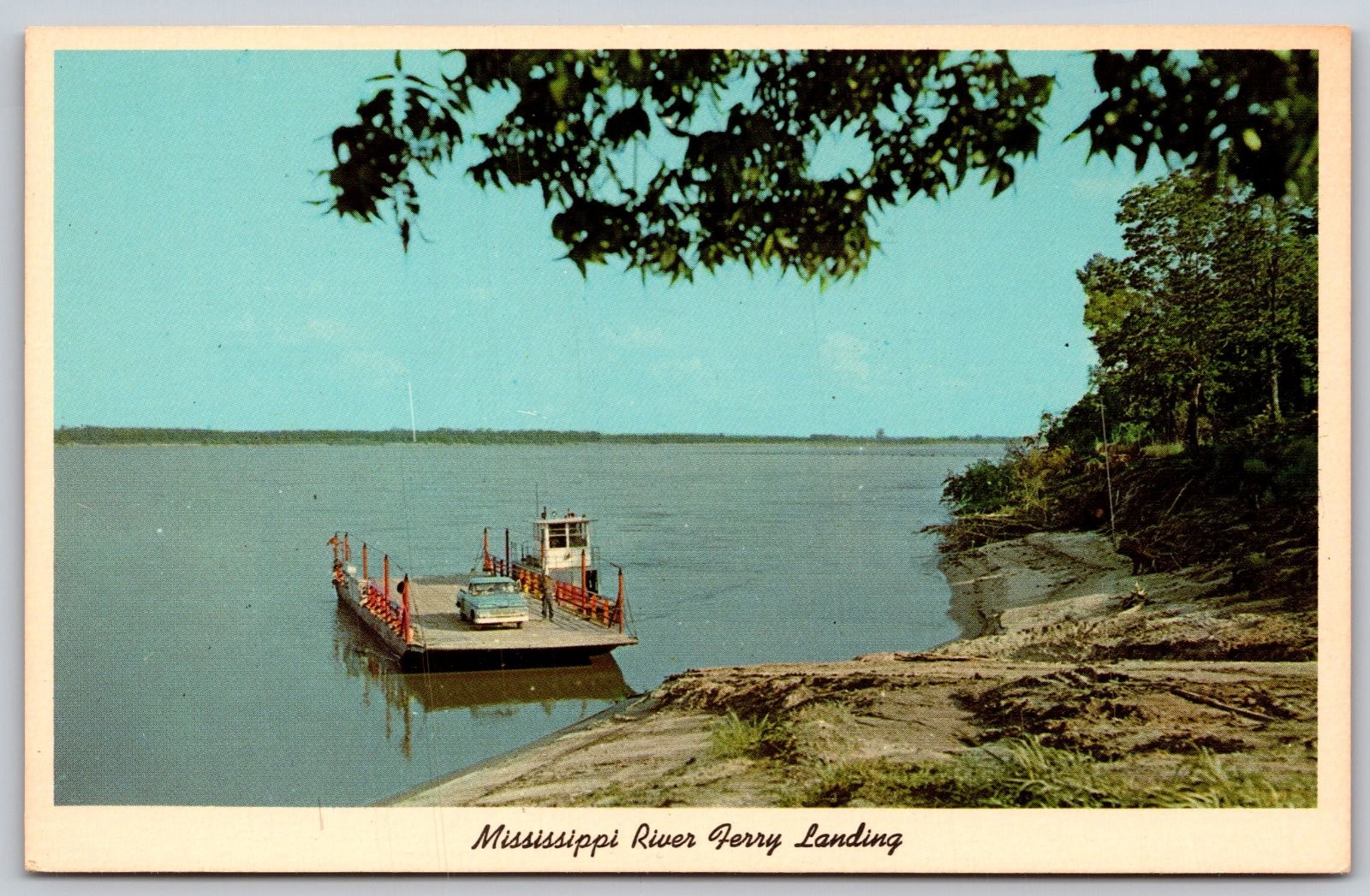Mississippi River Ferry Tiptonville Tennessee Portageville Postcard PC462