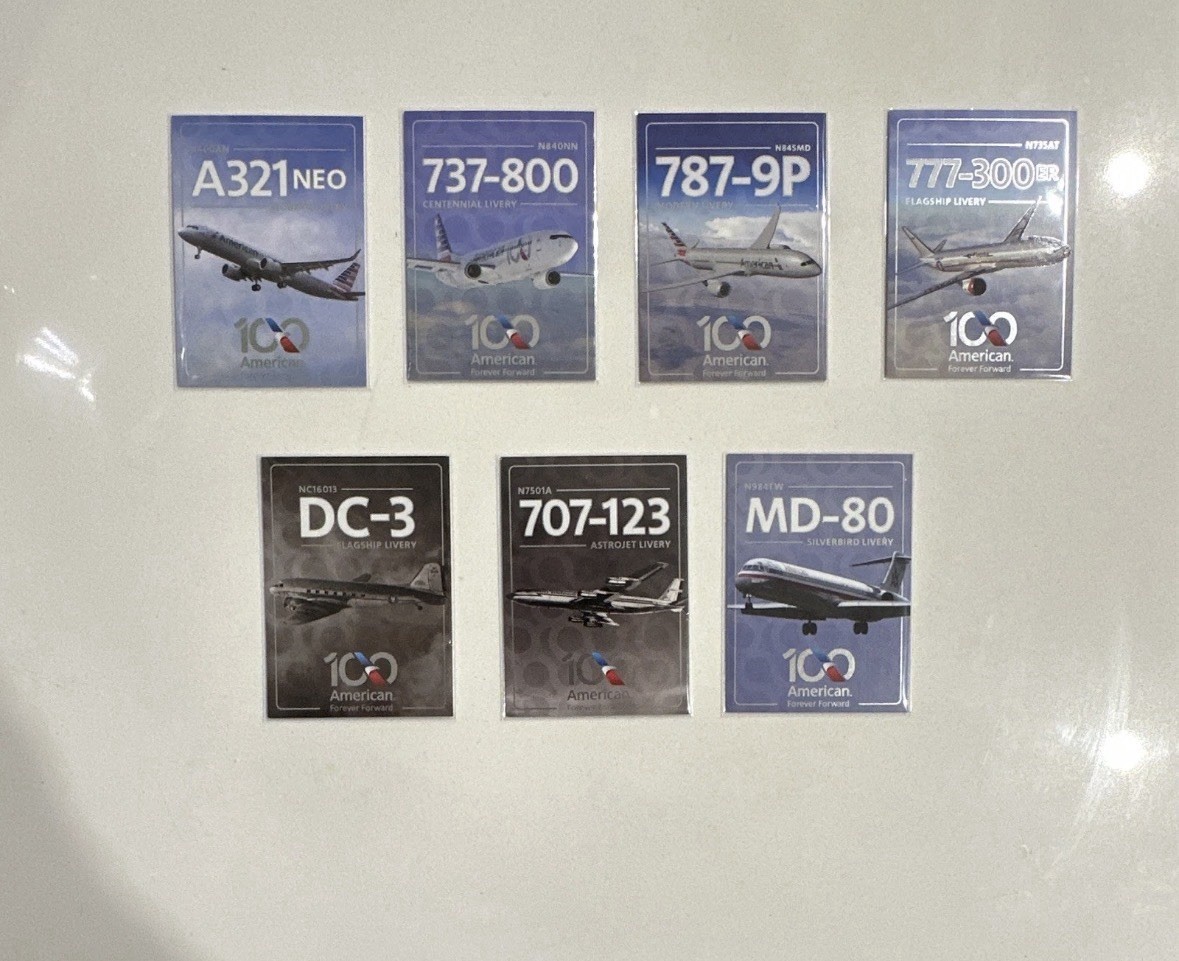 American Airlines American 100 Year anniversary Aircraft Highlights 7-Card Lot 