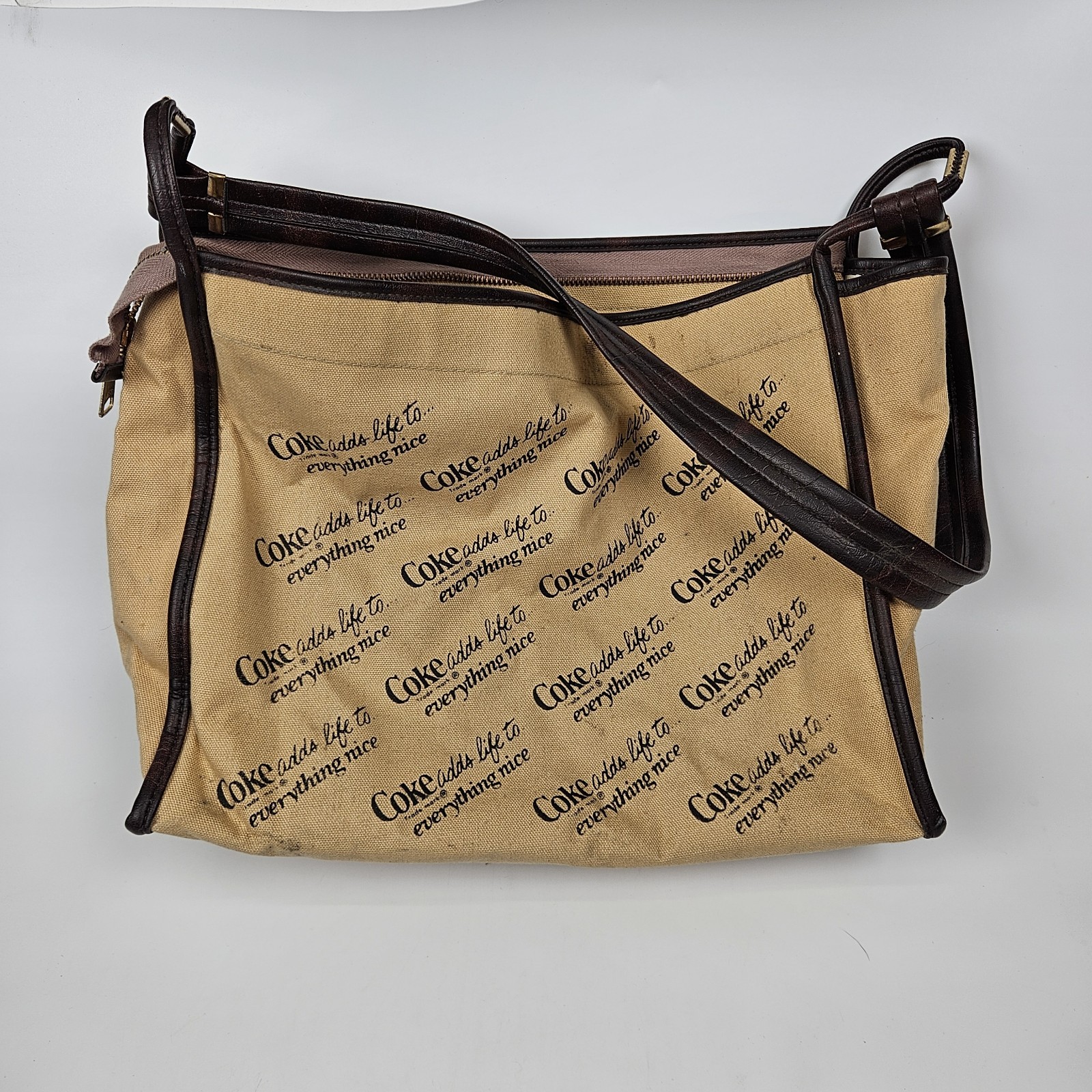Vintage Coca Cola Tan Canvas Purse Bag \