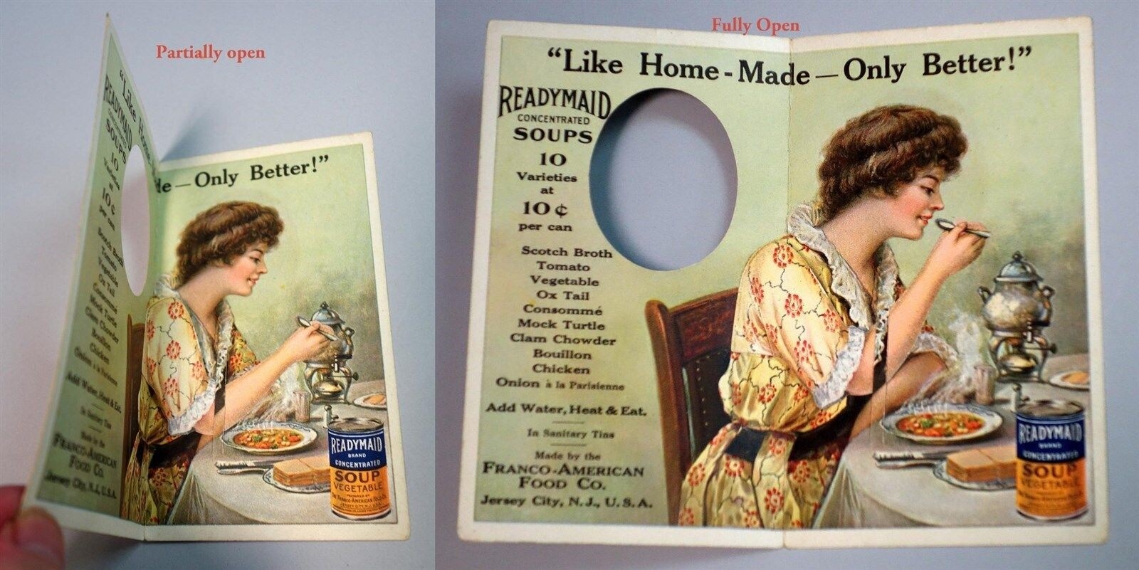 Die-cut Mechanical Trade Cd Ready Maid Soups- Woman Eats Soup Franco American