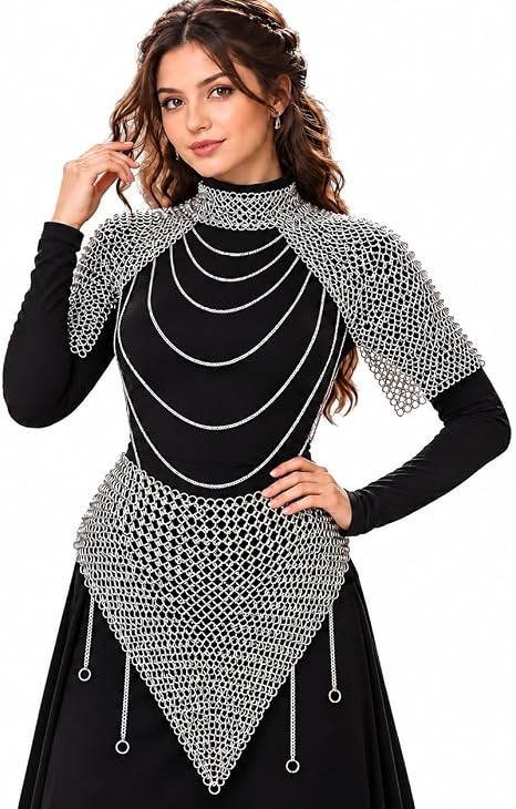 Silver Chainmail Body Handmade Chainmail Hip Belt Skirt – Silver Aluminum
