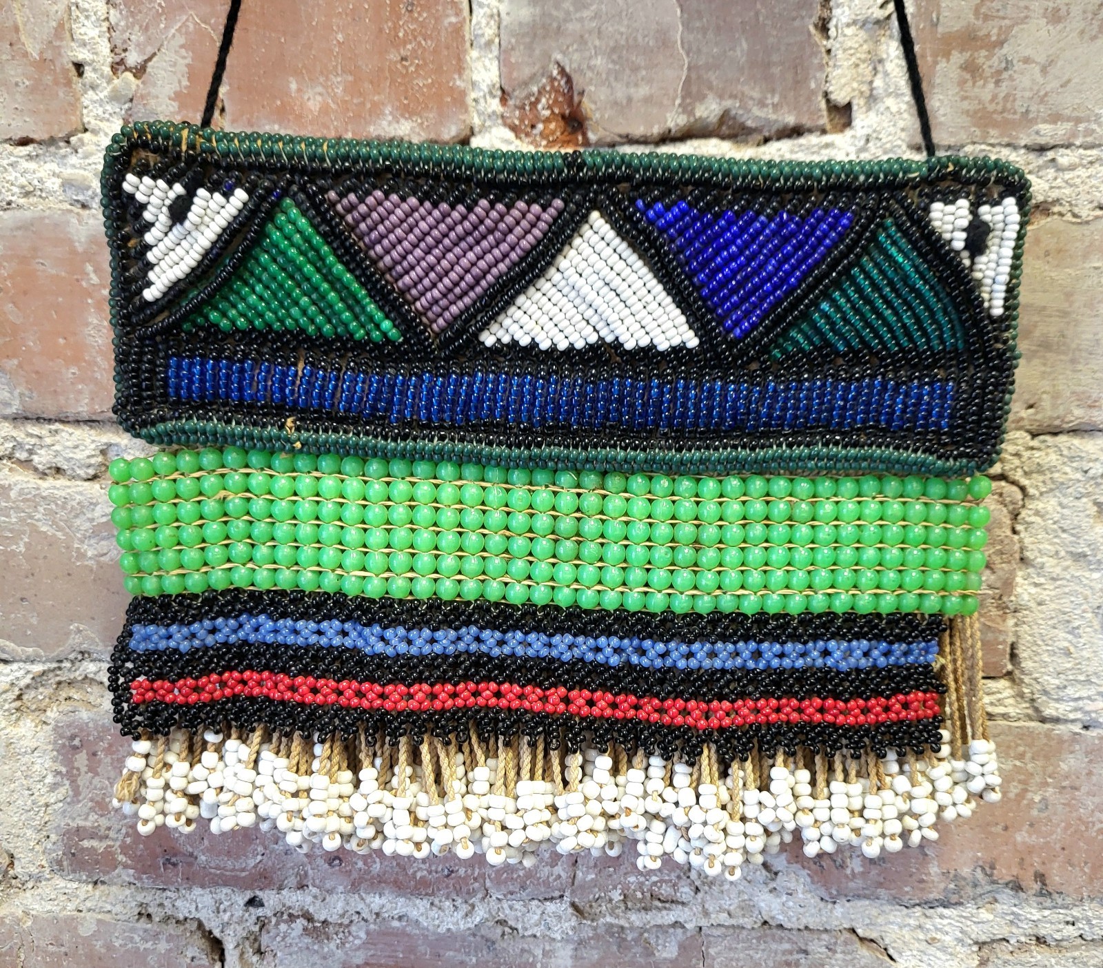 Vintage Traditional Ndebele Beaded Apron Lighabi Hand Made Tribal Art Africa