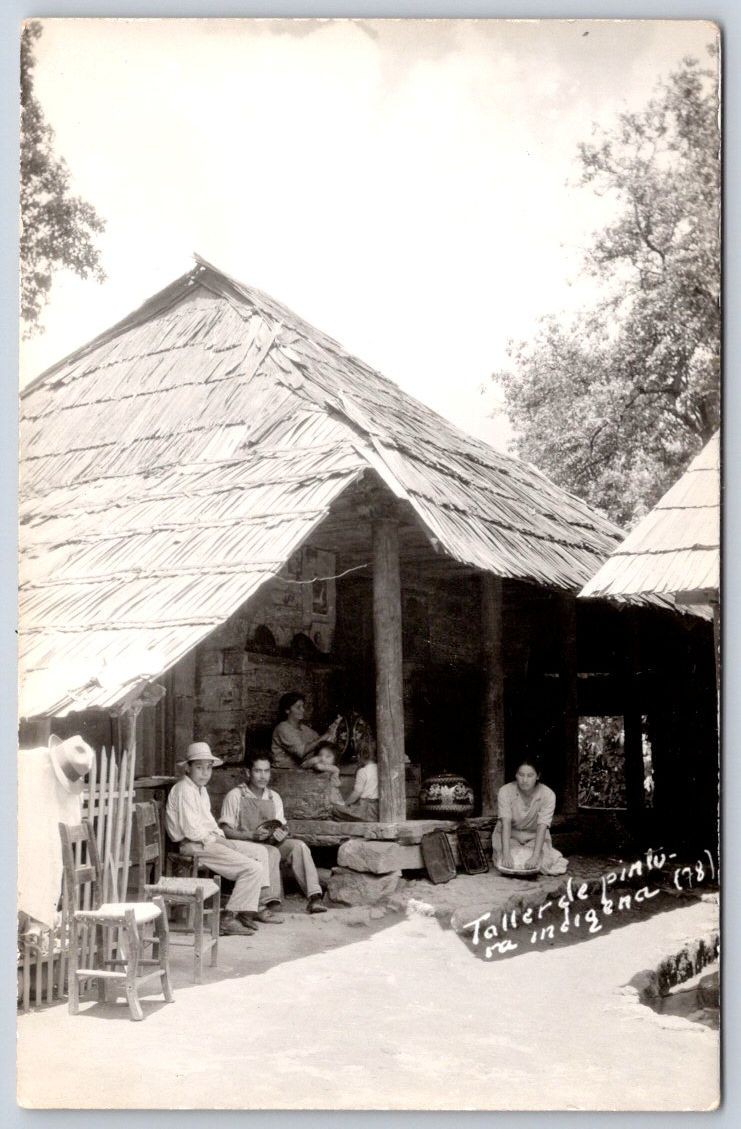 Antique Mexico Postcard OAXACA Taller de Pintura Indigena RPPC