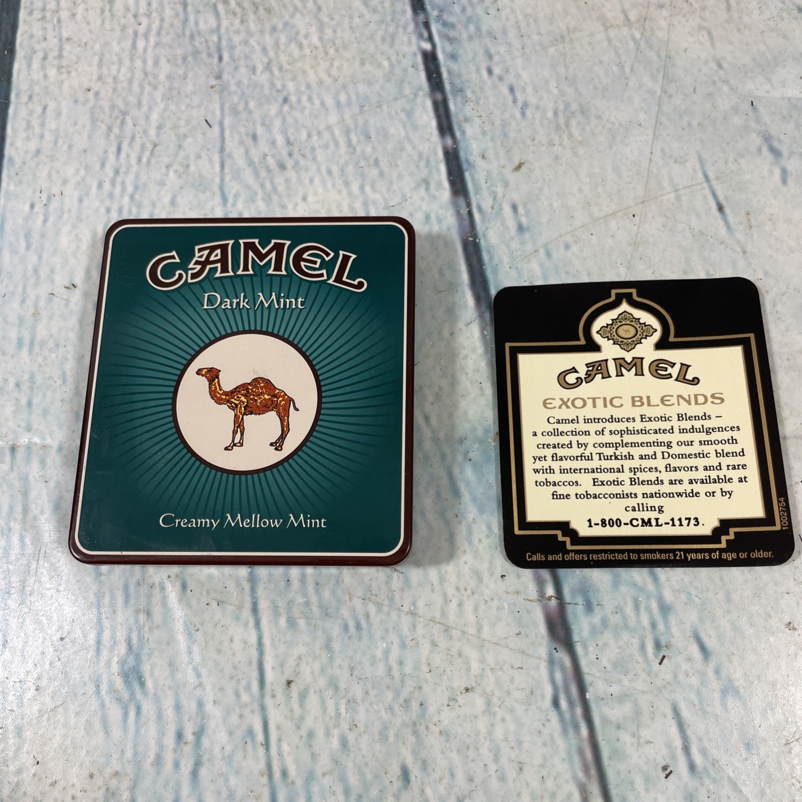 Vtg Camel Dark Mint Cigarettes Tin Metal Advertising Box Tobacciana 3.5\