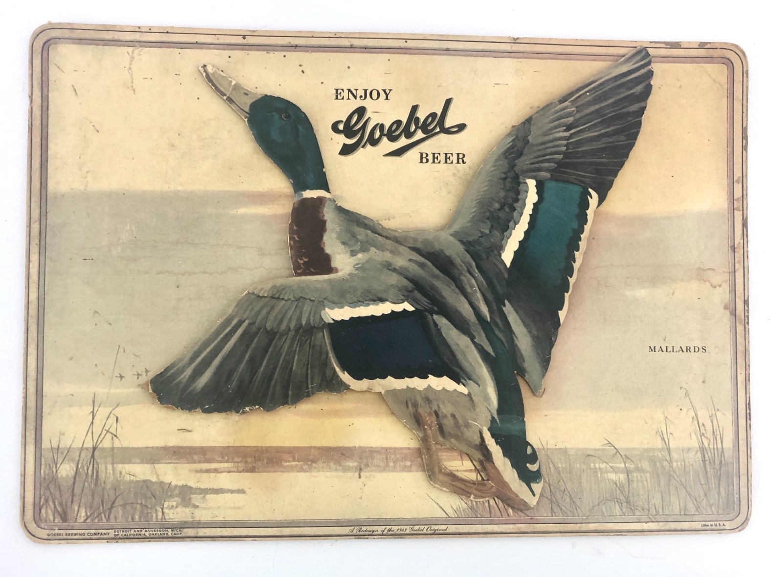 Vintage 1950-1954  Goebel Beer 3D Mallards Sign Counter Standee