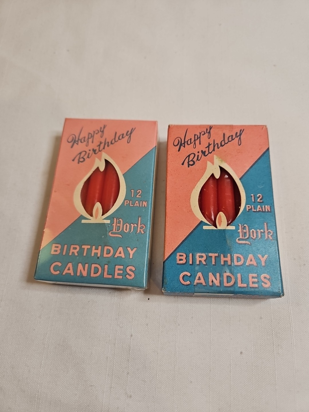 Vintage York Birthday Candles Red 24 Japan 15c Boxes Dripless Smokeless