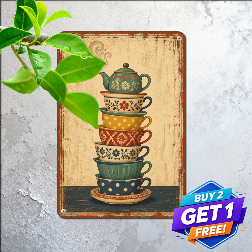 Decorative Stacked Iron Plaque Vintage Rustic Kitchen Wall Tin Metal Sign 8x12