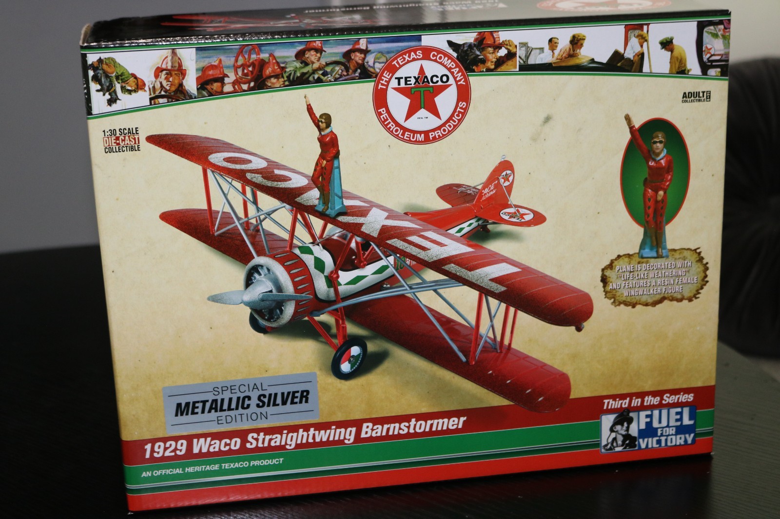 Texaco 1929 Waco Straightwing Barnstormer Airplane Special SILVER Edition #3