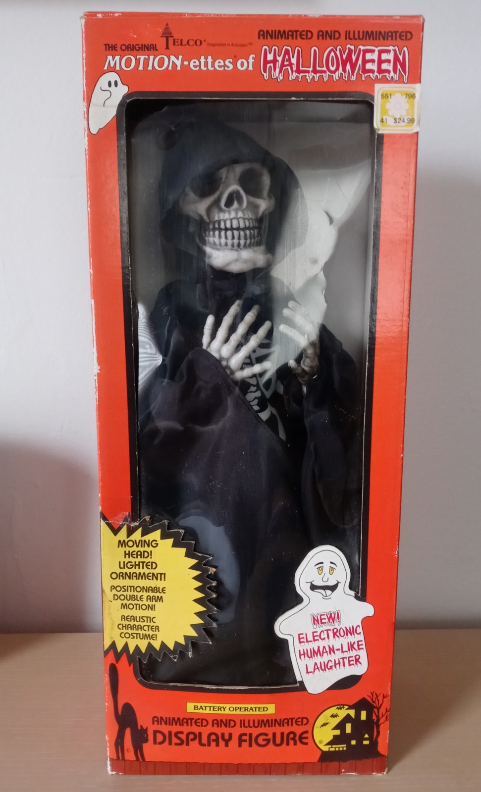 Vintage 1990 Telco Halloween Skeleton Grim Reaper Motionette 18\
