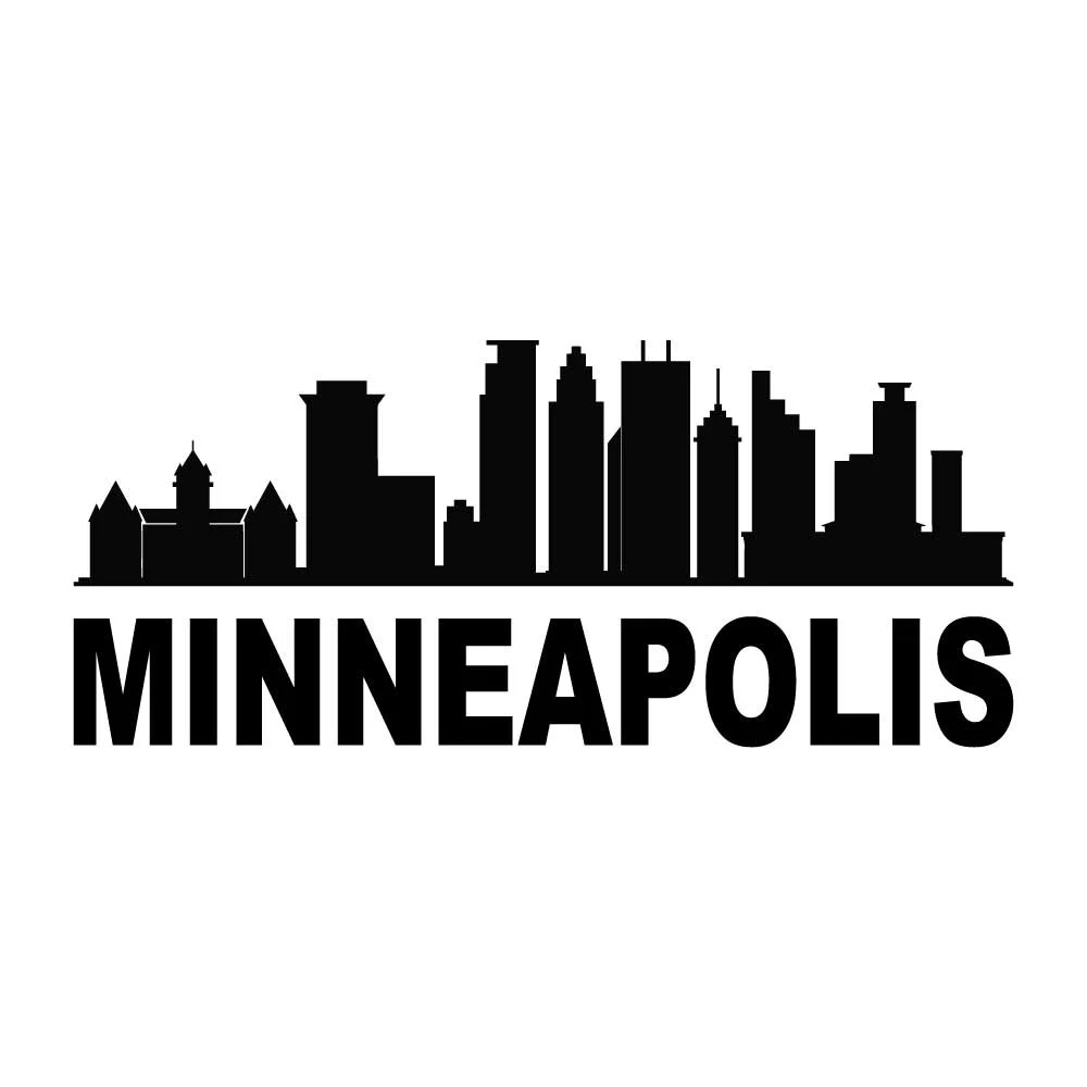 Minneapolis Minnesota City Skyline Cityscape Decal Sticker Black Die Cut Vinyl