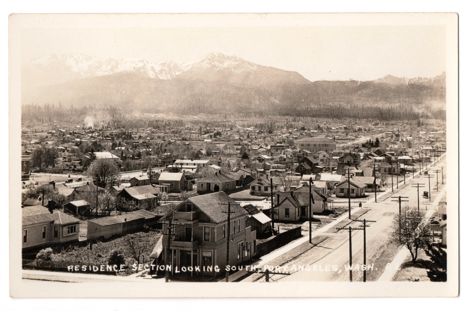 RPPC Port Angeles WA Residence Section Looking South Mountain Vintage Postcard