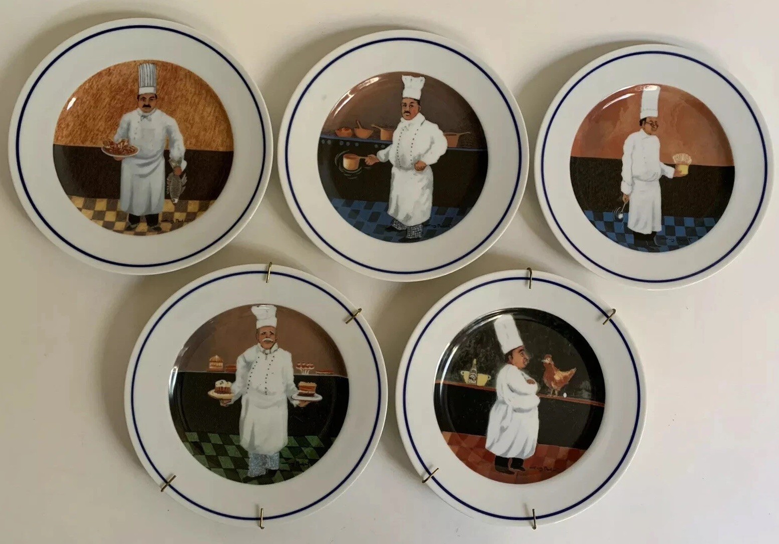 FIVE WILLIAMS SONOMA CHEF SERIES CHEF JEAN-CLAUDE SALAD/DESSERT PLATES -C19