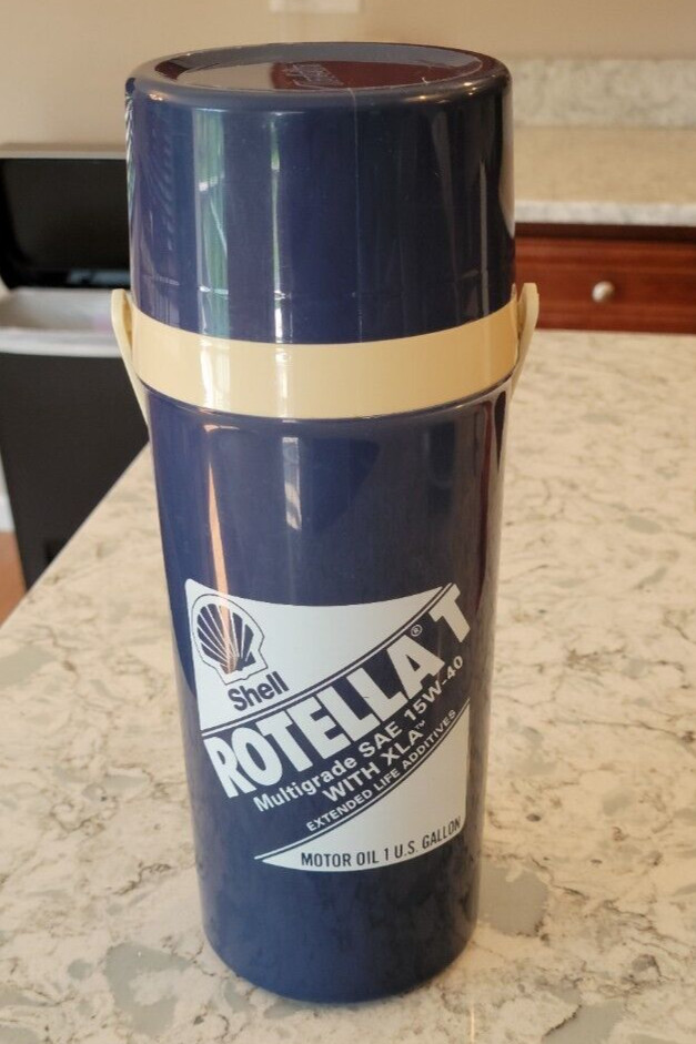 NEW Shell Motor Oil Gasoline Aladdin Thermos Vintage Coffee Thermos Blue RARE