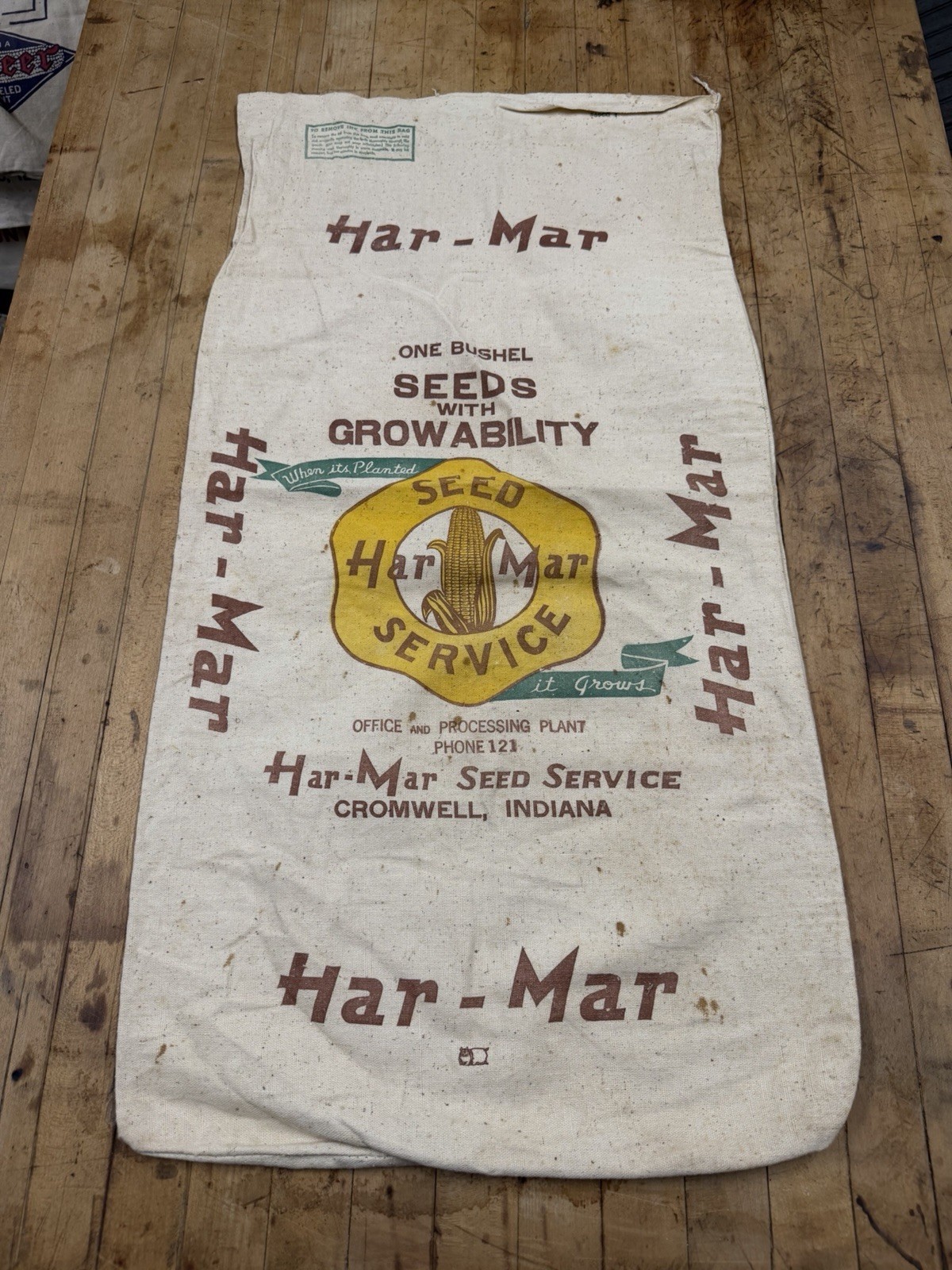 Vintage Har Mar Hybrid Seed Corn Cloth Bag Farm Feed Sack Cromwell IN