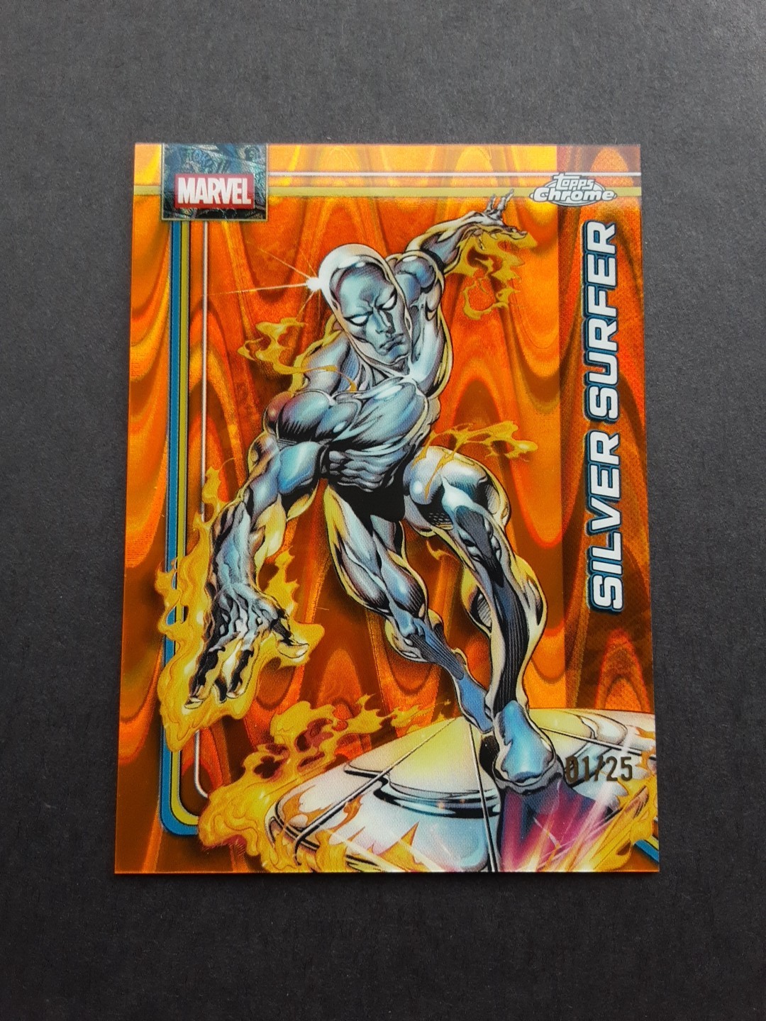 2026 Topps Chrome Marvel # 157 Silver Surfer Orange Raywave 01/25