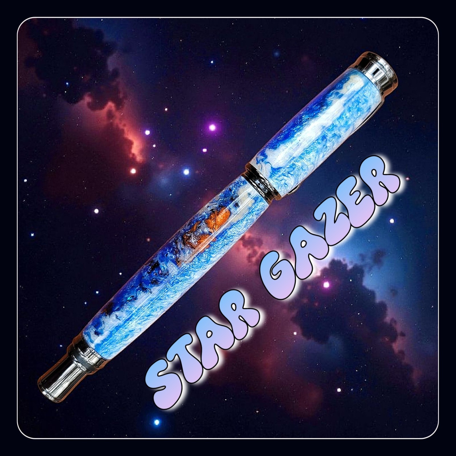 Handmade STAR GAZER  Twilight Blue Fountain Pen, for Journalers, Writers, Gifts