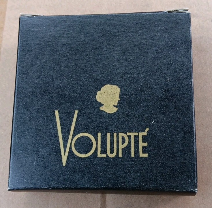 Vintage VOLUPTE Compact Case Art Deco Rhinestone MAKEUP New/Old Stock Gold Tone 