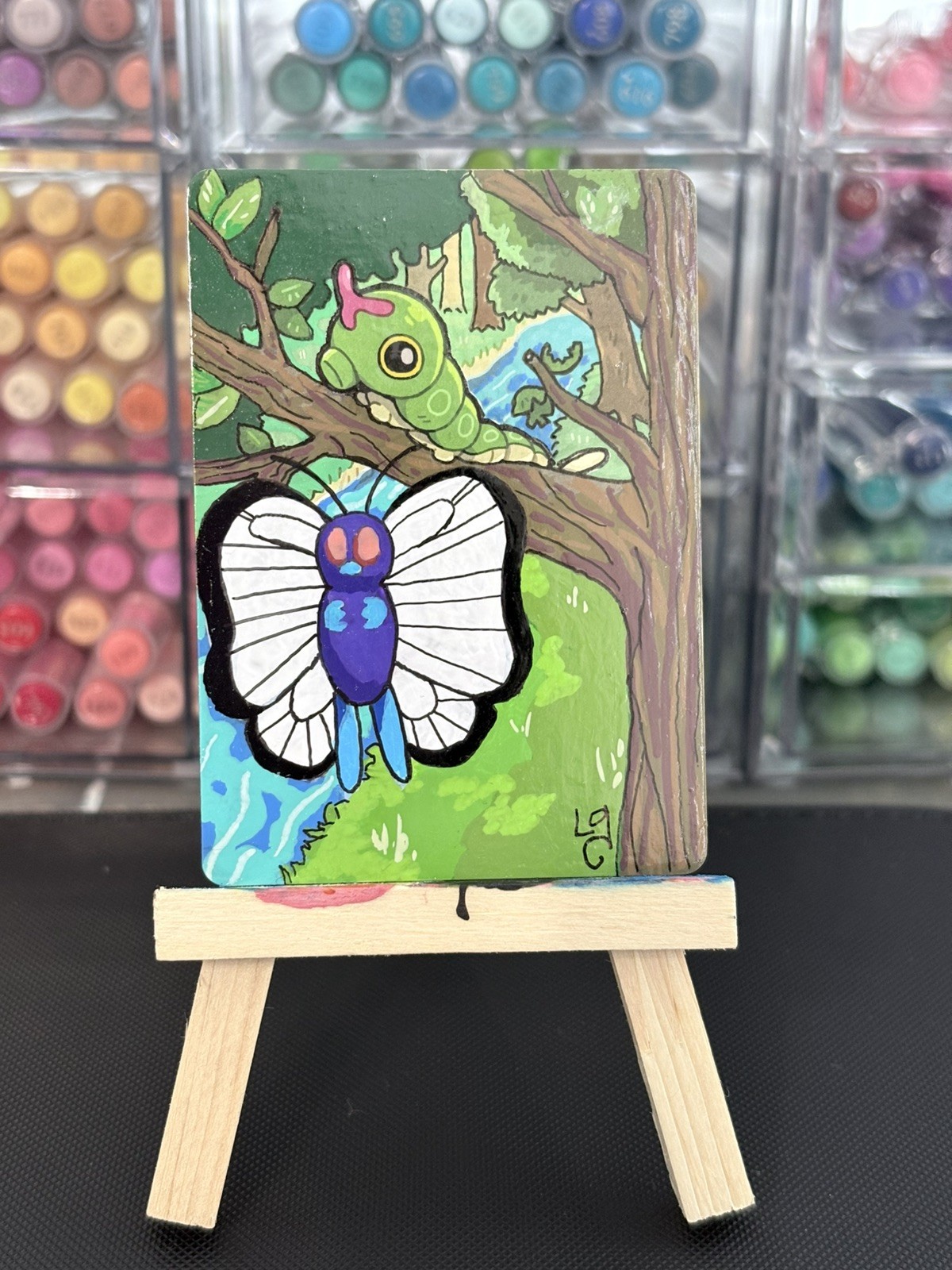Butterfree Pokémon fanArt Card HandPainted extended  Collectible ACEO ORIGINAL
