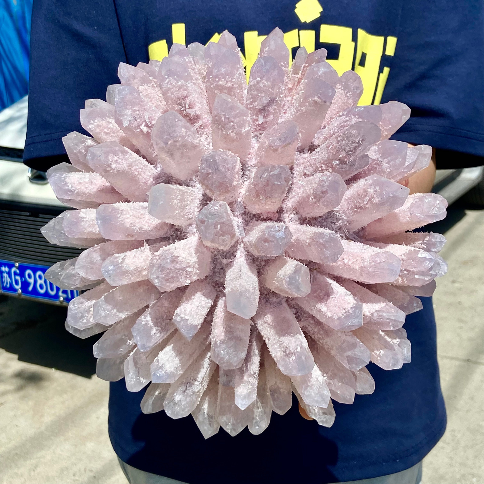 15.4LB New Find PINK Phantom Quartz Crystal Cluster MineralSpecimen