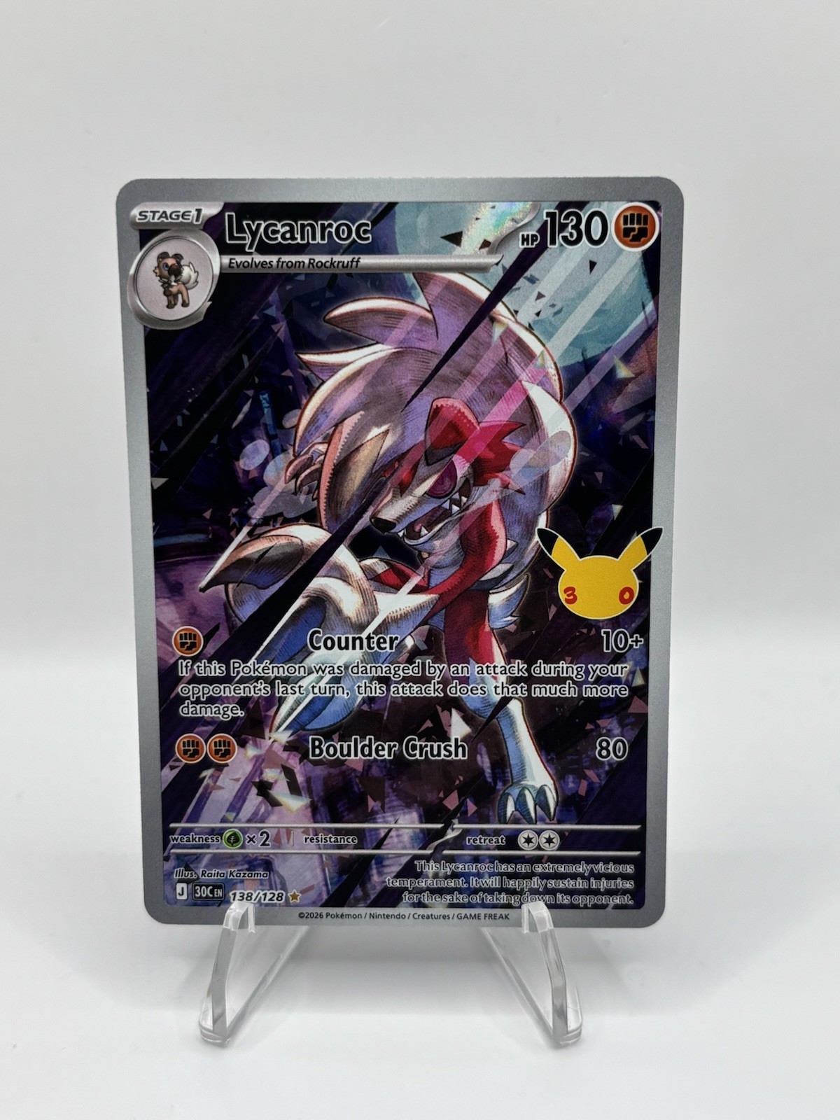 Pokémon TCG Lycanroc IR 138/128 30th anniversary - English - NM