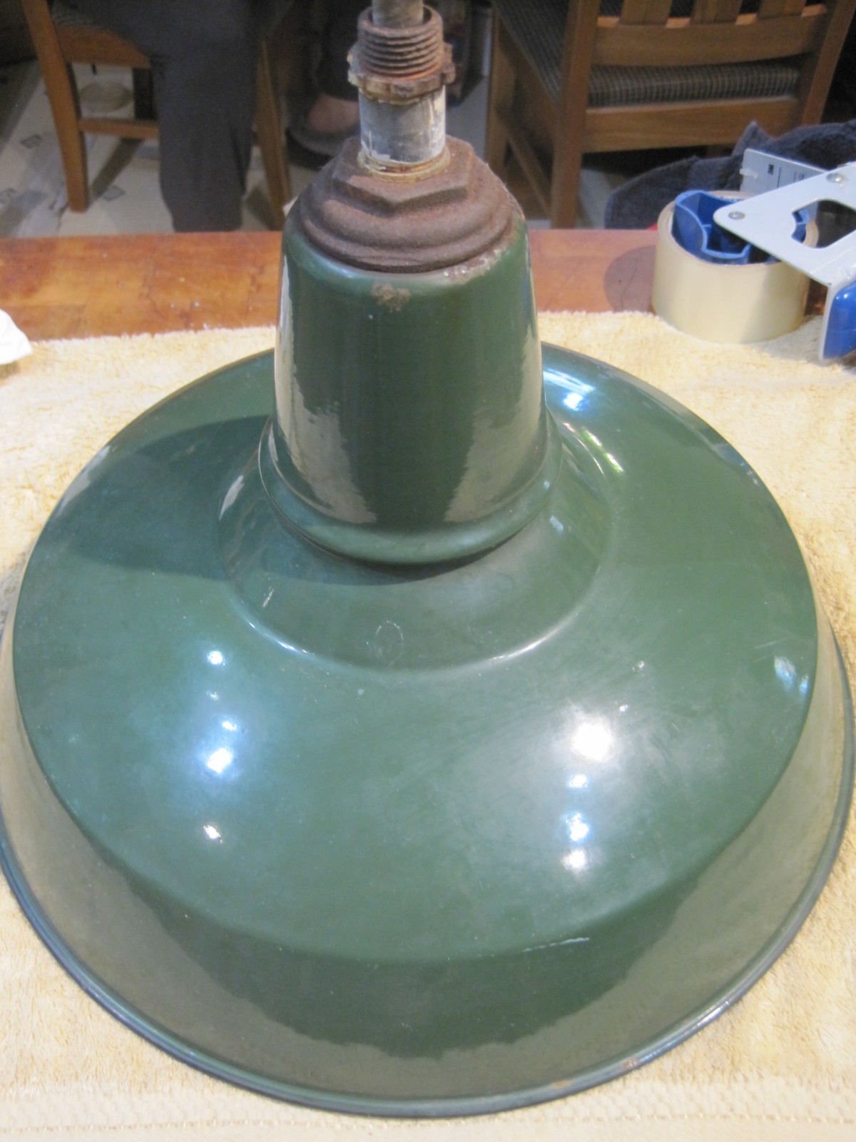 Vintage Industrial 14 inch Green Porcelain Light Fixture