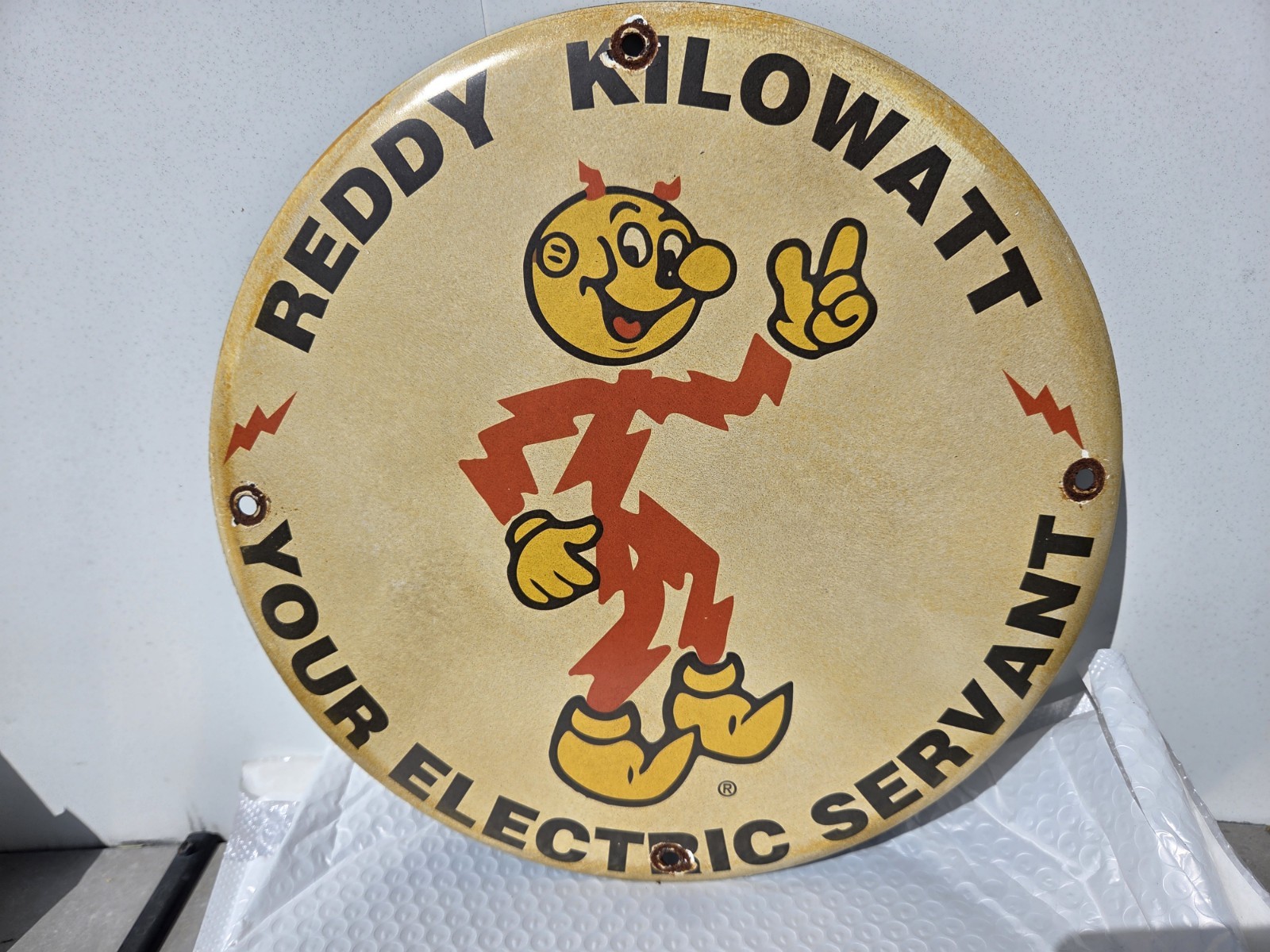 Reddy Kilowatt Reproduction Porcelain Sign 11 3/4