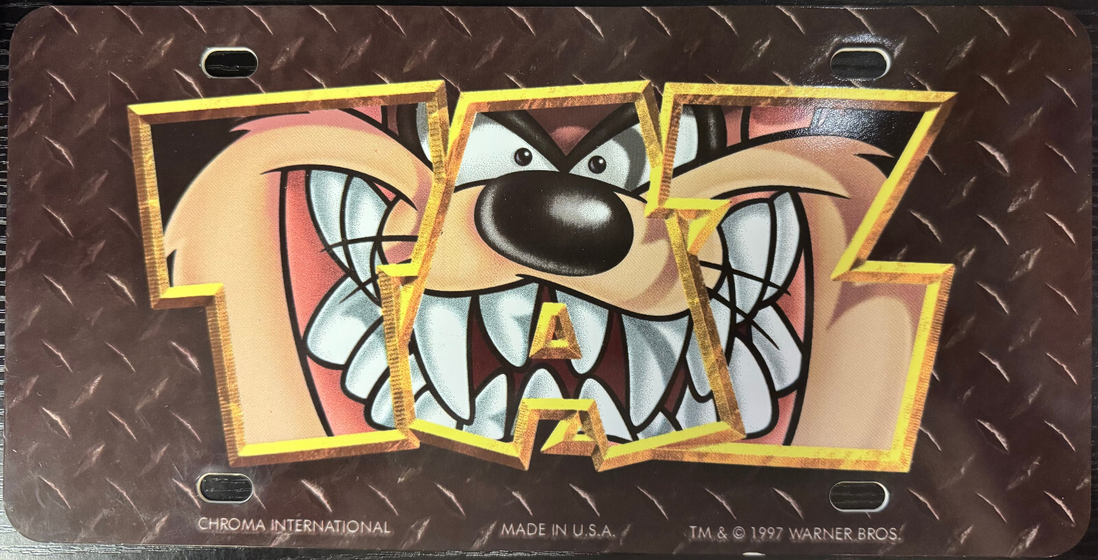 Tasmanian Devil Taz Looney Tunes  License Plate Chroma International 1997