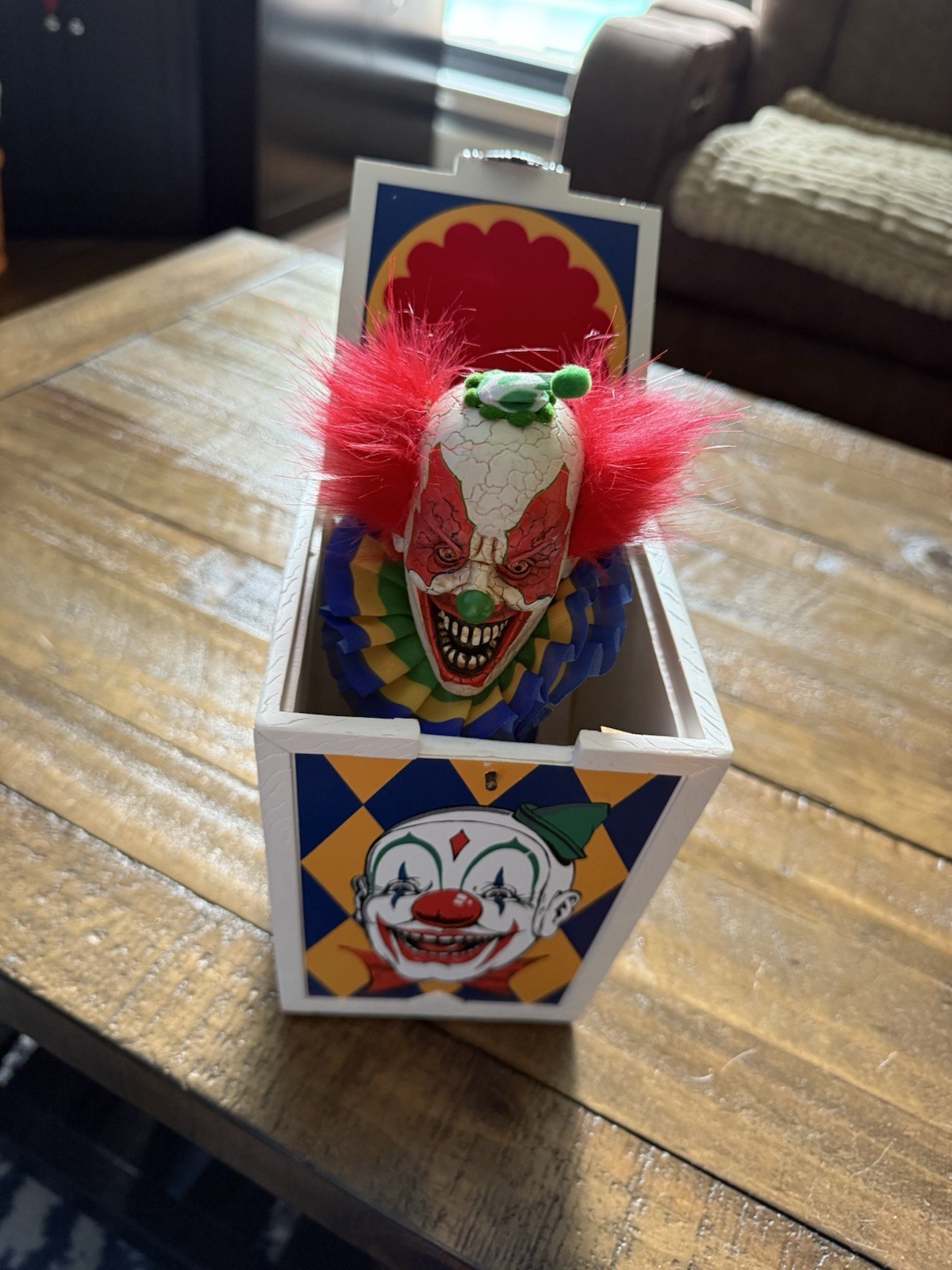 Creepy Clown Eliminated Fright Box Real Wood Great Condition Halloween Decor Creepy Clown Eliminated Fright Box Real Wood Great Condition Halloween Decor