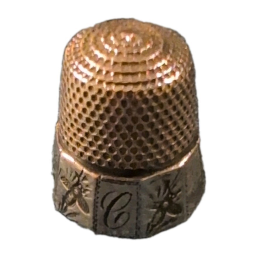 Antique Sterling Silver  Sewing Thimble Monogram C Marked STERLING C&B