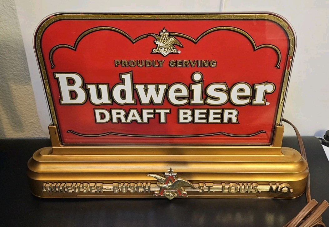 Vintage 1997 Budweiser Draft Beer Lighted Bar Sign Anheuser Busch Tested Works