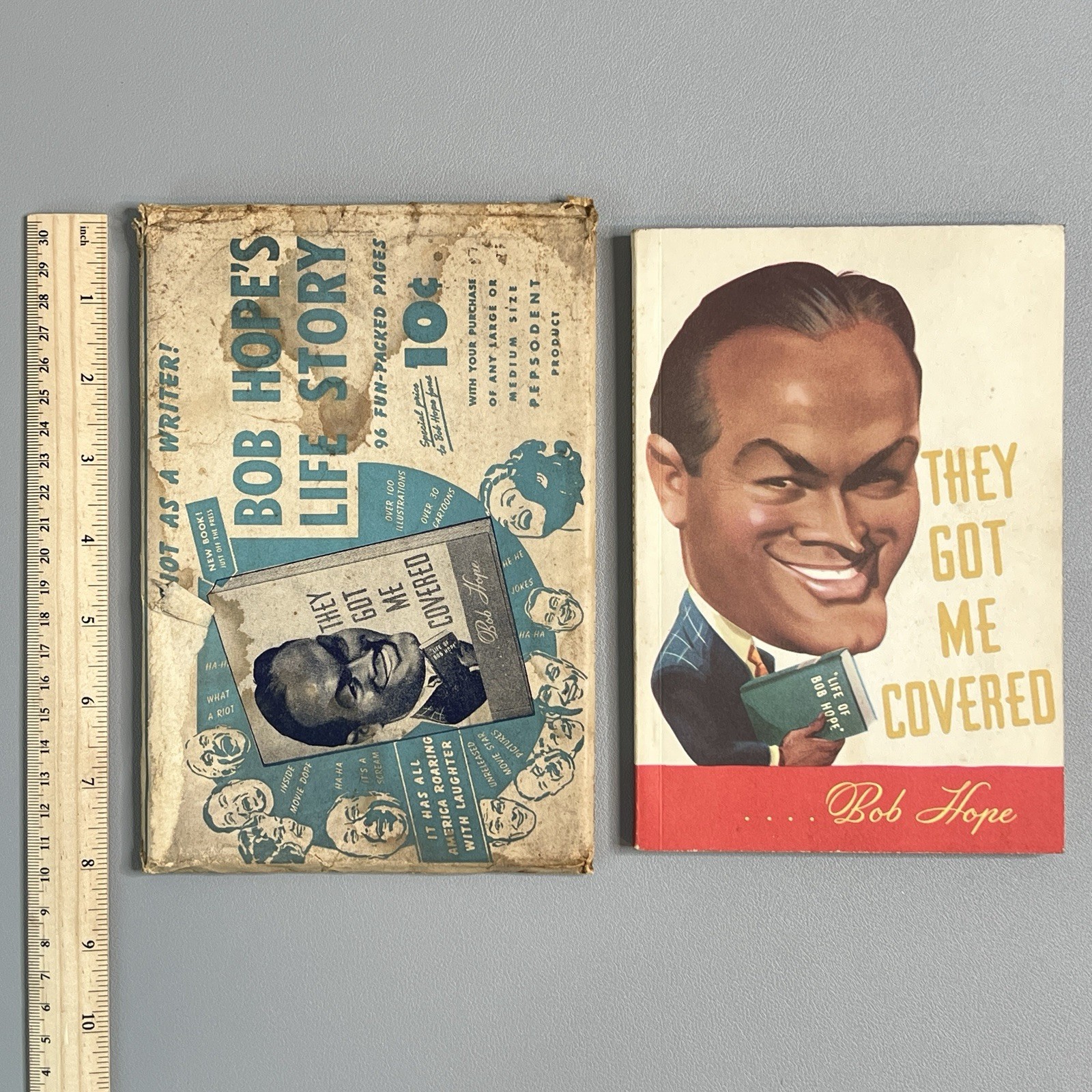 Vtg 1941 Bob Hope They Got Me Covered 1st Ed Book & Pepsodent Mailer Envelope