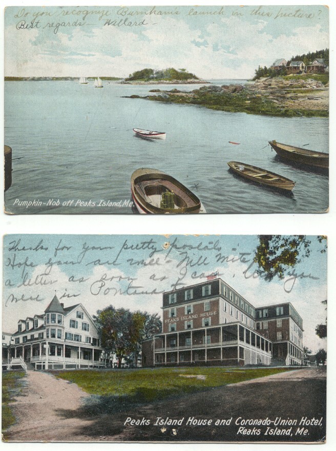 Peaks Island ME Lot of 2 Old Postcards Maine