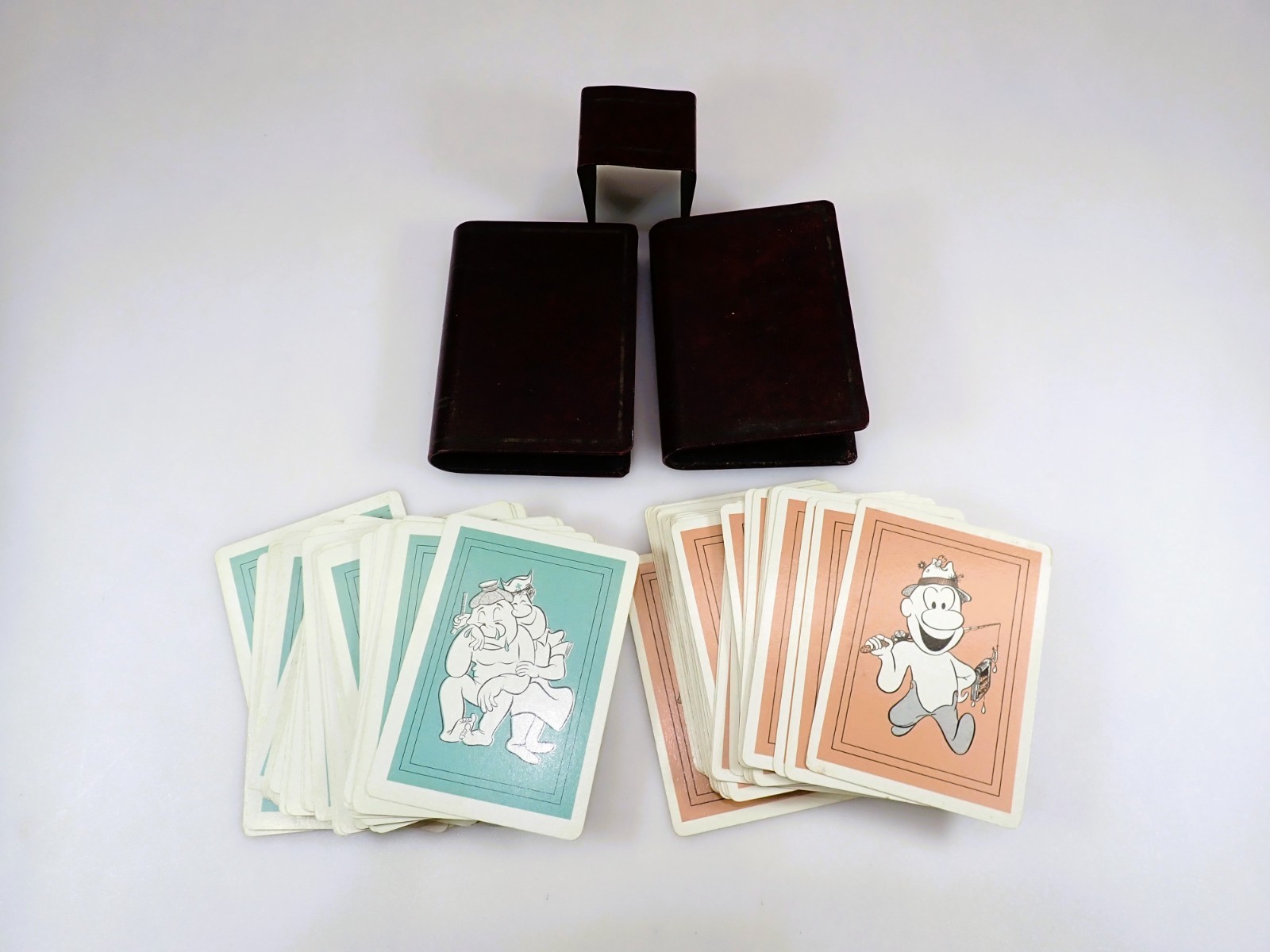 Vintage 1950s Washaw Novelty Playing Cards Twin Deck Set Cheer-Up\'s & Fish-Up