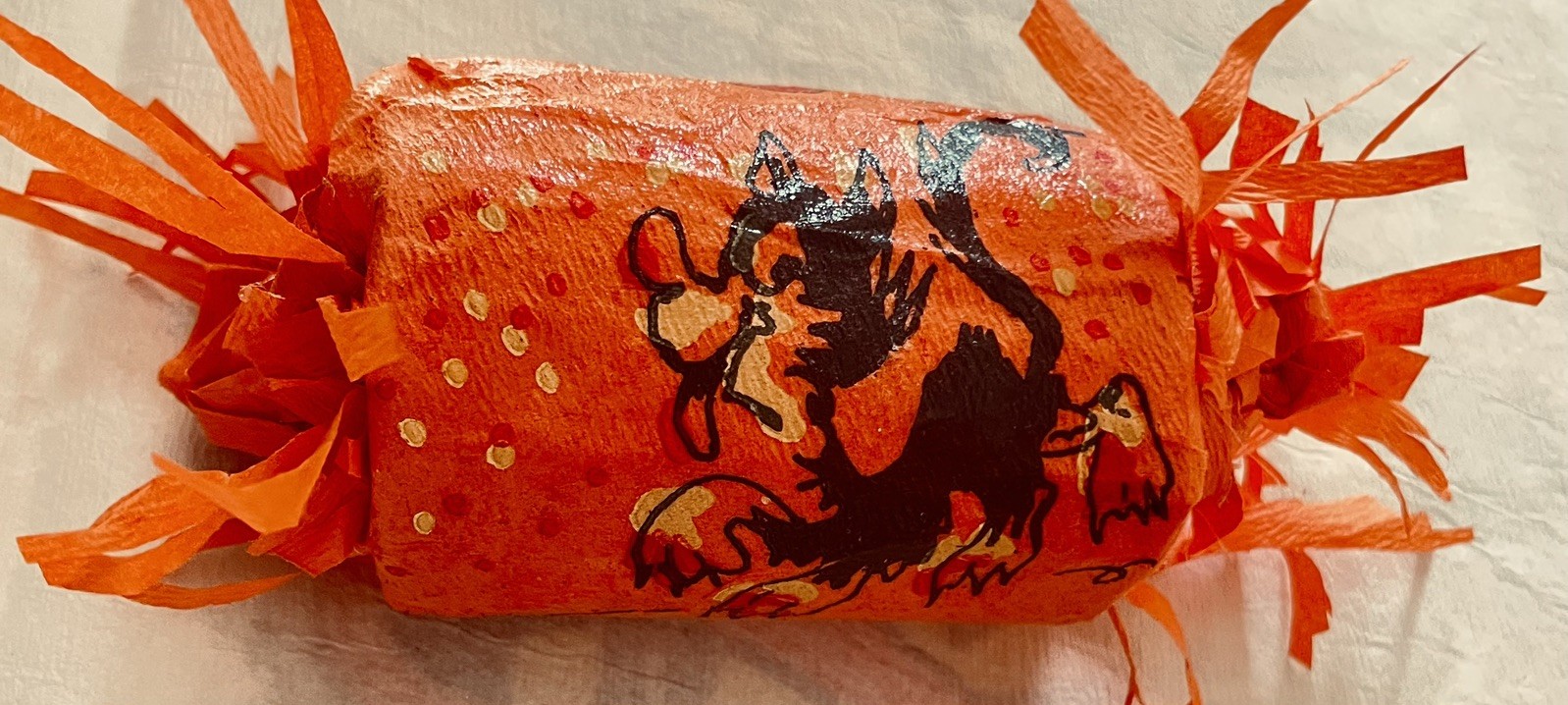 Rare Antique Halloween Crepe Paper Party Favor handmade with prizes no candy