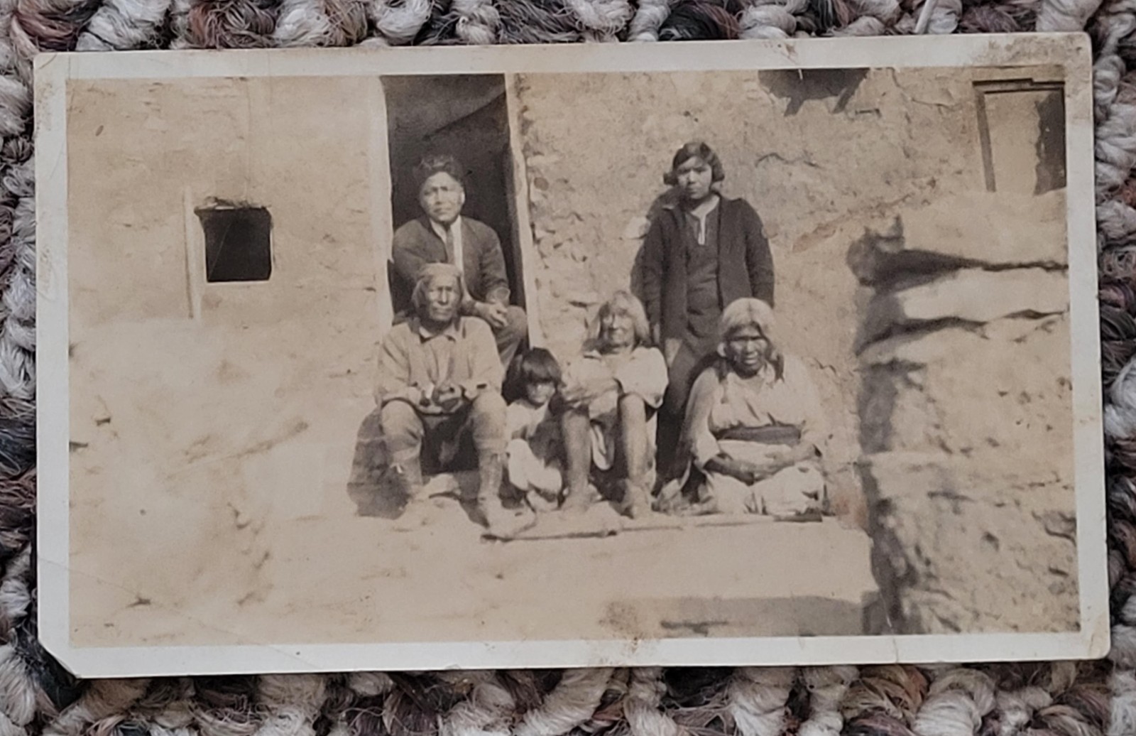 1920'S CANDID PHOTO...STREET SCENE,NATIVE AMERICAN INDIAN POSING BY HOUSE