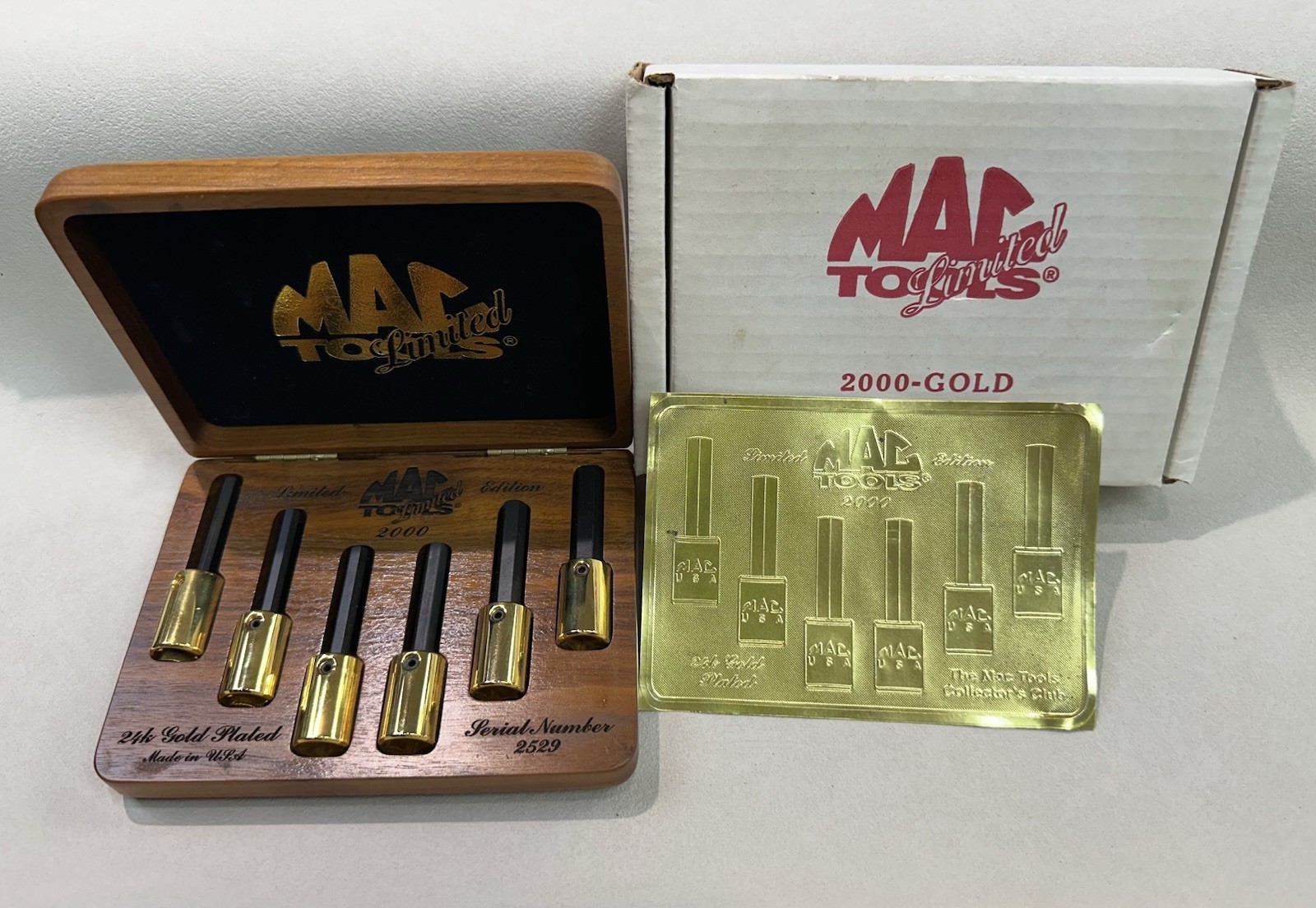 MAC TOOLS 2000 Limited Edition 24k Gold Plated 6 pc Allen Driver Hex Set